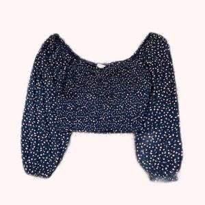 American Eagle flower print cropped long sleeve blouse